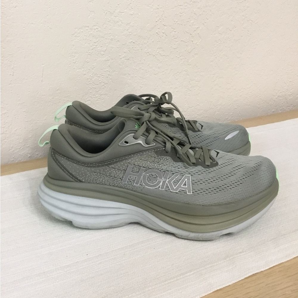 Hoka One One Bondi 8 Olive Haze Mercury size 9.5